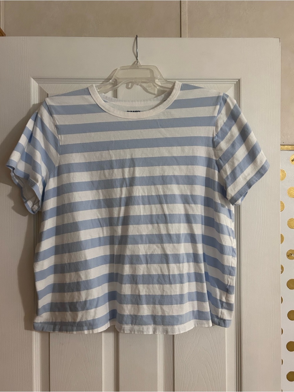 Old Navy Light Blue & White Striped Short Sleeve Tee
